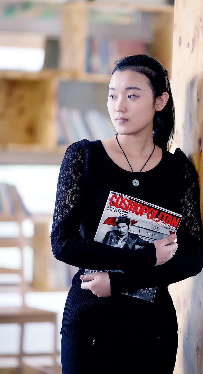 books, library, woman, magazine, studying, portrait